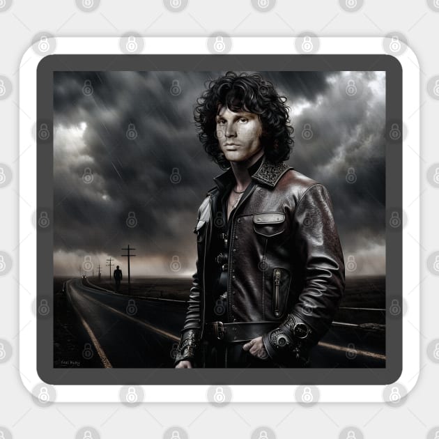 Jim Morrison Riders on the Storm Sticker by IconsPopArt